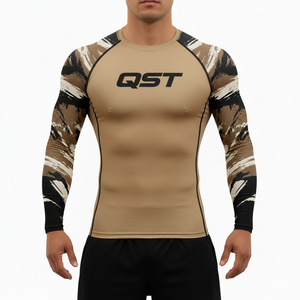 Vente en gros de vêtements de sport Concevez votre propre MMA Sublimation Sleeves Rash Guard Logo personnalisé Hommes Jiu Jitsu Kimono Rashguard imprimé 2025 - Product Image 6