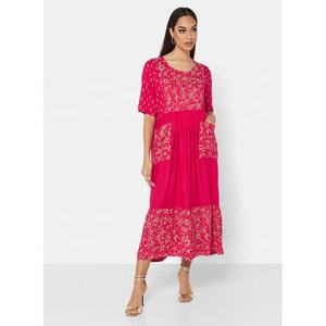 ELEGANTE CLASSY MORDEN FRONTAL ESTILO DORADO IMPRESO SUAVE COLOR ROSA CALIENTE CORTO IMPRESO CASUAL ÁRABE TRADICIONAL KAFTAN JALABIYA D - Product Image 1