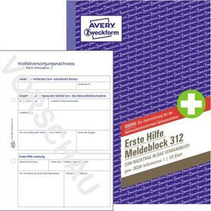 Avery Zweckform DIN A5 Bloc de primeros auxilios 50 hojas sin carbonatación - Product Image 1