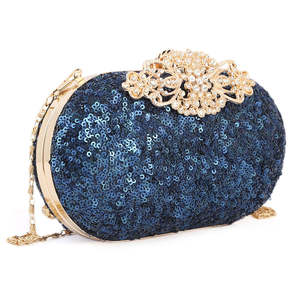 Women's Bridal <b>Clutch</b> (Rj-4) - <b>Navy</b> Blue - Product Image 1