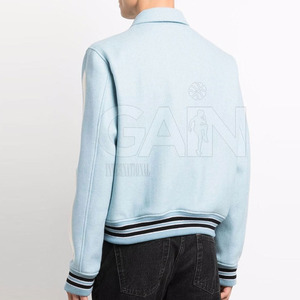 แจ็กเก็ตเลตเตอร์แมนสำหรับผู้ชาย OEM ผ้าขนสัตว์และผ้าฝ้ายมีกระดุมสแน็ปปิดด้านหน้า - Product Image 6