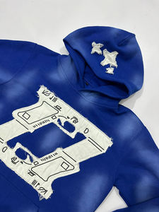 Sudaderas con Capucha para Hombre, Estilo Desgastado, Invierno, 100% Algodón, Felpa, Corte Holgado, Ligeras, con Bordado - Product Image 4