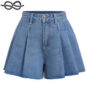 Femmes taille haute jambe large Denim Shorts décontracté plissé coupe ample Jean été mode confortable à la mode polyvalent - Product Image 1