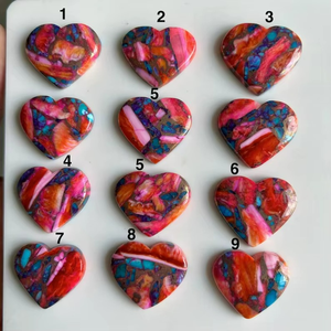 Piedra preciosa de cabujón de corazón turquesa de ostra Rosa natural para joyería, piedra preciosa de cabujón natural turquesa, joyería pulida - Product Image 4