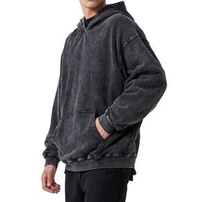 Meilleure qualité hommes vêtements décontractés sweats à capuche Slim Fit 500 GSM lavage à l'acide conception personnalisée plaine couleur unie avant à capuche Direct Pakistan - Product Image 6