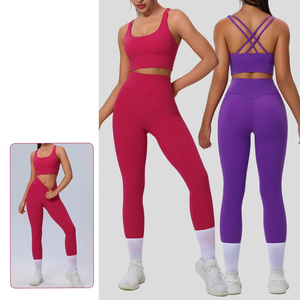 Novedades Conjunto de yoga para mujer Buena calidad Venta al por mayor Pieza Sin costuras Running Scrunch Butt Gym Ropa y leggings para mujer - Product Image 3
