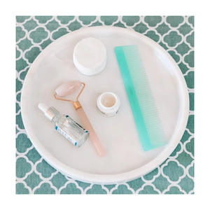 Venta al por mayor Makrana mármol pulido superficie hecha a mano duradera bandeja de servicio de forma redonda para el hogar Hotel restaurante uso en la India - Product Image 3