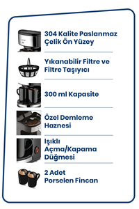 Macchina da caffè con filtro Zinde-tazze nere - Product Image 2