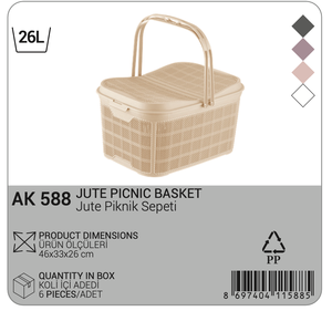 Cesta de Picnic de plástico duradera ecológica de 26L, tapa ergonómica de doble ASA, solución de almacenamiento para reuniones al aire libre - Product Image 2