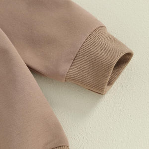 Venta al por mayor 100% algodón niños sudadera con logotipo personalizado cuello redondo invierno pulóver manga larga color sólido para bebés - Product Image 3