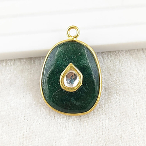 Piedra preciosa Tumble colgante Kundan Meenakari oro Vermeil colgante desigual mujeres encanto joyería proveedor cantidad a granel disponible - Product Image 2