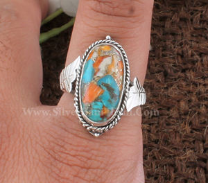 Anillo de Plata de Ley 925 con Incrustaciones de Ágata en Corte Ovalado, Diseño Único Hecho a Mano, Joyería Unisex, Talla Ajustable - Product Image 1