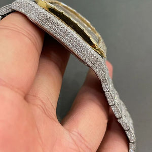 Reloj Iced de diseño de lujo para hombre, Diamante cultivado en laboratorio, estilo empresarial, esfera analógica antigua, pantalla de acero inoxidable baja - Product Image 3