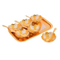 Cuillère et plateau ronds en forme de lotus plaqués or et argent de qualité supérieure et plus durables pour un meilleur cadeau de faveur de retour