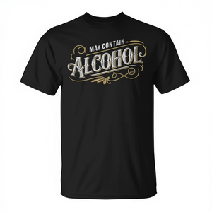 T-shirt classica con umorismo per feste con stampa 'Potrebbe contenere alcol' per promozioni - Product Image 2