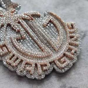 VVS Moissanite Double Layer Initial Pendant 18K Rose <b>Gold</b> Plated 925 Silver Hip Hop Jewelry For Retailers Pass Diamond <b>Tester</b> - Product Image 5