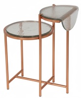 Table d'appoint moderne européenne à deux niveaux avec plateau en verre, table basse en métal de qualité supérieure, meuble de salon peu encombrant