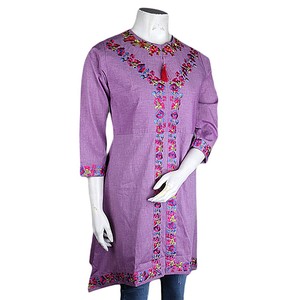 คุรตีปักลายสำหรับผู้หญิง - สีม่วง - Product Image 1
