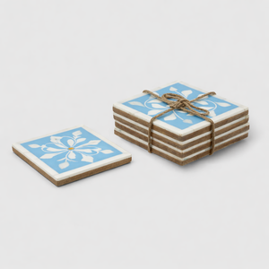 Posavasos Cuadrados Clásicos y Elegantes con Incrustaciones de Hueso y Madera Natural de 10 mm de Grosor, Ecológicos para Uso Doméstico y Hotelero - Product Image 1