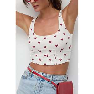 Camiseta Interior Casual y Elegante con Detalle de Corsé y Diseño con Logotipo Estampado en la Parte Delantera con Tirantes Gruesos - Product Image 3