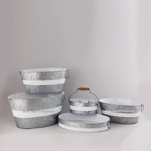 Nuevo diseño, 4 piezas, juego de cubos galvanizados de Metal, juego de artículos de bar para bañera de vino para fiestas, y Bar Club, juego de cubos martillados - Product Image 4