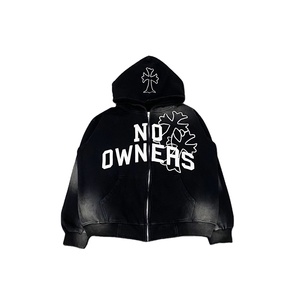 Sudadera con Capucha Personalizada de Felpa Francesa Gruesa de 500 g/m², Sudadera con Capucha con Estampado Serigrafiado, Lavado Desteñido al Sol, Sudadera Cruzada para Hombre - Product Image 1