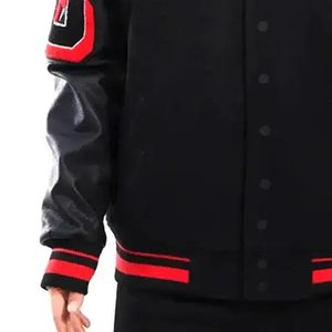 Chaqueta Varsity Bordada Personalizada para Hombre, Cuello Alto, Logotipo Frontal, Resistente al Viento, Transpirable, de Secado Rápido, Lana/Poliéster - Product Image 4