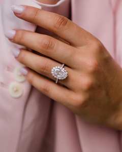 11x9mm Oval Cut <b>Moissanite</b> Halo Engagement <b>Ring</b> | Gold or Silver Bridal Wedding <b>Ring</b> | Fine Jewelry OEM Wholesale - Product Image 3