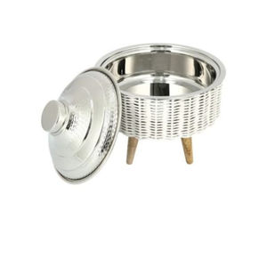 Chauffe-plats pour buffet, vaisselle de salle à manger en bois, marmite chaude en acier inoxydable avec travail en nacre - Product Image 6