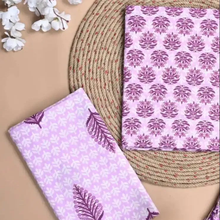 Buatan tangan India grosir harga rendah katun tangan blok bunga cetak kain grosir kain untuk pakaian kain