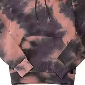 เสื้อฮู้ดดี้ผู้ชายผ้าฝ้าย 100% ลายมัดย้อม ทรงโอเวอร์ไซส์ ไหล่ตก ผ้าหนา รับผลิตแบบ OEM ขายส่ง - Product Image 4