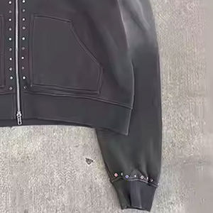 Survêtements évasés pour hommes de haute qualité, délavés au soleil, fabriqués en tissu French Terry 100% coton, vêtements de rue d'hiver, survêtements avec strass - Product Image 5