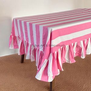 Indian Handmade Premium Quality Eco-Friendly Floral Pattern Cotton Pink <b>Table</b> <b>Cover</b> Customizable Size & Color for Weddings - Product Image 2