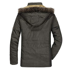 Winter Men's Parka <b>Jacket</b> -15 Degree Hooded Stand Collar <b>Fleece</b> <b>Lining</b> Breathable Waterproof Canvas Outerwear - Product Image 6