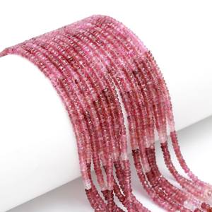 Perles de rondelle à facettes en tourmaline rose naturelle de qualité AAA 100%-4mm matériel de pierre Rajasthan certifié évaluation par une tierce partie - Product Image 1