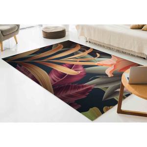 Alfombra con Diseño de Hojas de Selva: Estampado Botánico Colorido, Alfombra Suave y Gruesa, Alfombra de Chenilla - Product Image 2