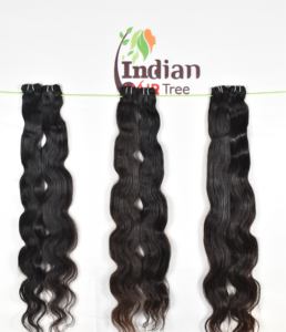 Extensions de cheveux humains vierges indiens bruts non traités, cuticules alignées, naturelles, ondulées, couleur noire, pas chères, par Export - Product Image 1