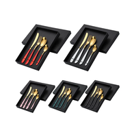 24 pièces ensemble de couverts couleur or pour vaisselle vaisselle couverts en acier miroir cuillère boîte cadeau emballage