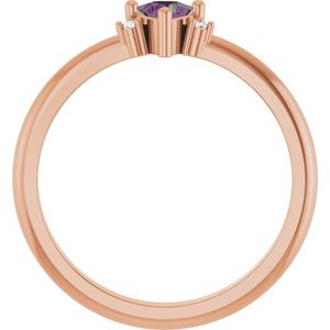 Anillo Stuller de Oro Amarillo de 14K con Diamantes de Corte Marquesa, Ovalado y Pera, Claridad SI, para Compromiso o Promesa, Modelo 72435:280P - Product Image 5
