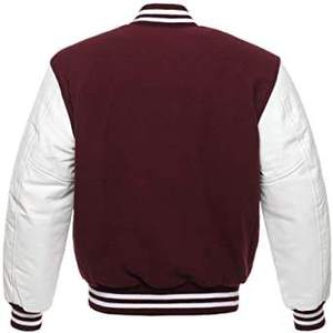 Fashion Bomber Varsity <b>Baseball</b> <b>Jacket</b> <b>Men</b> Leather Sleeve Canvas Front Customized Oversize Winter - Product Image 4