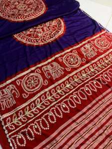 Sari en soie Gajji pure et douce avec travail lourd de Gota Patti et chemisier pour femmes indiennes, en stock, fabriqué en Inde - Product Image 3