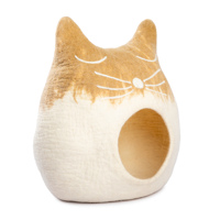 Niche ovale pour chat en feutre de laine rayée, respirante, lavable à la main, taille personnalisable, qualité supérieure de l'Himalaya, cadeau adorable