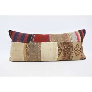 Multicolor Vintage Kilim Wool Eco-Friendly Non-Slip Removable Washable <b>Bolster</b> Pillow 16x36 Inch Luxury Woven Decorative <b>Cushion</b> - Product Image 1