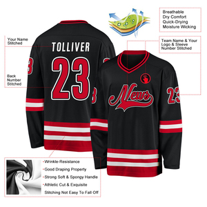 Maillot de hockey sur glace personnalisé de haute qualité, sublimation, vêtements de hockey sur glace pour hommes, respirant, col en V, séchage rapide, maillot de hockey sur glace lavé - Product Image 2