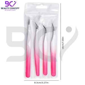 Ensemble de 5 pinces à cils pour greffe, outils de maquillage de beauté en acier inoxydable, pinces pour extensions de cils volume - Product Image 2