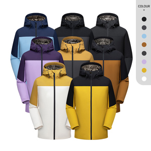 Chaqueta de tela cálida gruesa con diseño de dos tonos de invierno de Venta caliente con capucha chaqueta cortavientos con bolsillo y cremallera para hombres - Product Image 6