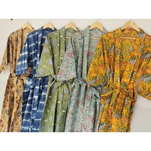 Kimono Boho de Verano, Informal, para la Playa, de Algodón Puro con Estampados Batik Indios, Hecho a Mano para Mujer - Product Image 6