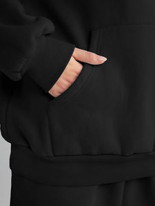 Couleur unie femmes survêtement Street Wear nouveauté femmes survêtement pour adulte personnalisé décontracté 100% coton survêtement dames - Product Image 2