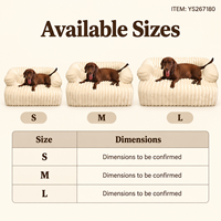 Canapé-lit pour chien Yangyangpet en peluche côtelée crème rectangulaire à trois côtés
