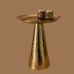 Mesa auxiliar de metal dorado al por mayor con base martillada, mesa auxiliar de sofá con acento redondo para uso en interiores a un precio asequible - Product Image 2